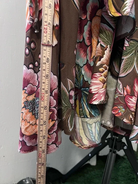Farm Rio Anthropologie Valentina Floral Maxi Dress Brown Boho Kimono Sleeve Sz S - Picture 13 of 16